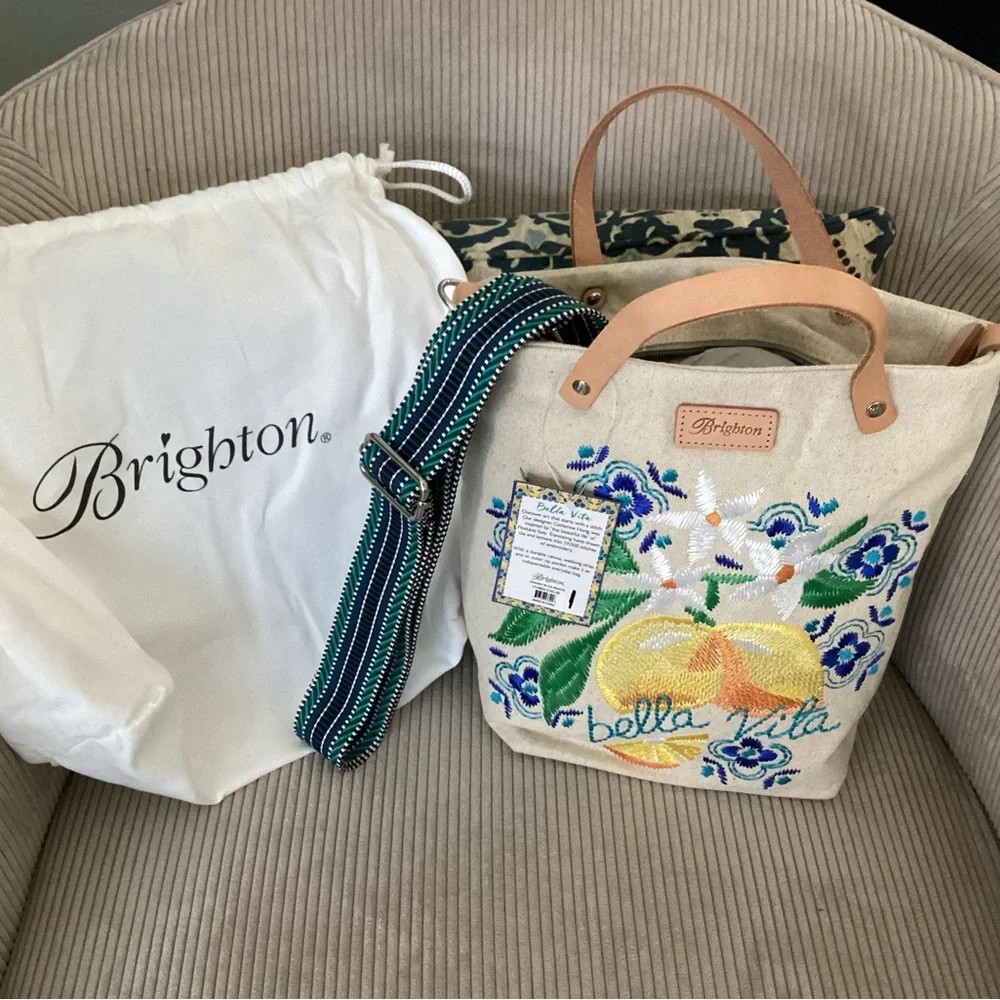 Brighton Bella Vita Embroidered Canvas Medium Messenger Bag - Picture 3 of 12